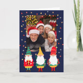 Whimsical Gnomen Een foto Vrolijk Kerstfeest Feestdagen Kaart (Voorkant)