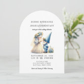 Whimsical Gnomes Fun Wedding Invitation  Kaart (Staand voorkant)