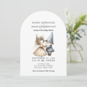 Whimsical Gnomes Fun Wedding Invitation  Kaart (Staand voorkant)