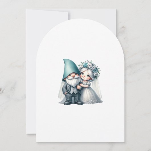 Whimsical Gnomes Fun Wedding Invitation  Kaart (Achterkant)