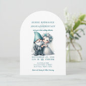 Whimsical Gnomes Fun Wedding Invitation  Kaart (Staand voorkant)