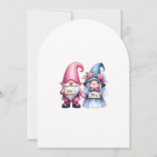 Whimsical Gnomes Fun Wedding Invitation  Kaart (Achterkant)
