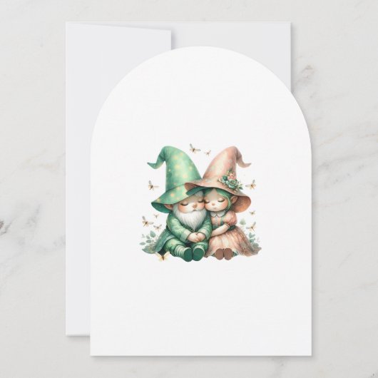 Whimsical Gnomes Fun Wedding Invitation  Kaart (Achterkant)
