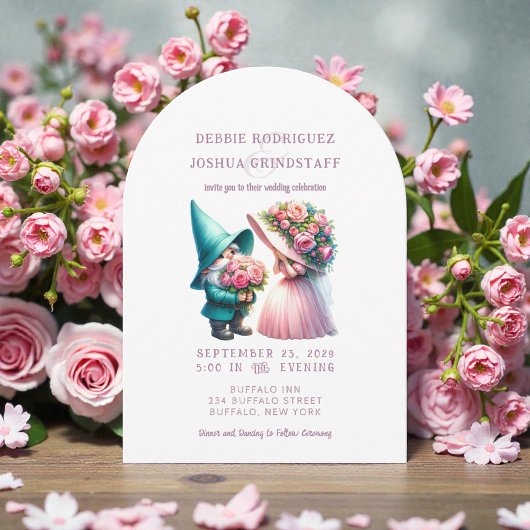 Whimsical Gnomes Fun Wedding Invitation Kaart