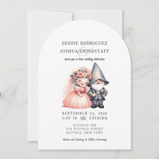 Whimsical Gnomes Fun Wedding Invitation Kaart (Voorkant)