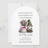 Whimsical Gnomes Fun Wedding Invitation Kaart (Voorkant)