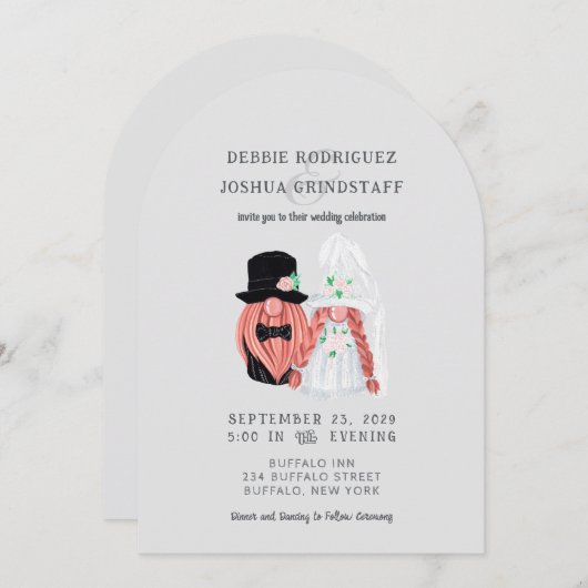 Whimsical Gnomes Fun Wedding Invitation Kaart (Voorkant / Achterkant)