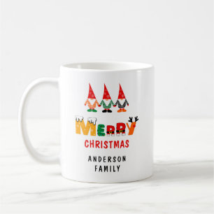 Whimsical Gnomes Speelse Fonts & Naam Kerst Koffiemok