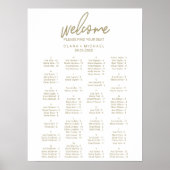Whimsical Gold Alfabetical Wedding Seating Chart Poster (Voorkant)