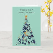 Whimsical Gold Blue Mint Kerstboom Kaart (Gele Bloem)