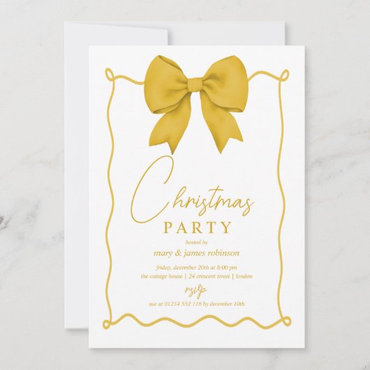 Whimsical Gold Bow kerstfeest Kaart (Voorkant)