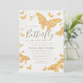 Whimsical Gold Butterfly Boho Chic Baby shower Kaart (Staand voorkant)