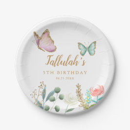 Whimsical Gold Butterfly Garden Birthday Papieren Bordje