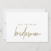 Whimsical Gold Calligraphy Bridesman Request Kaart (Voorkant)