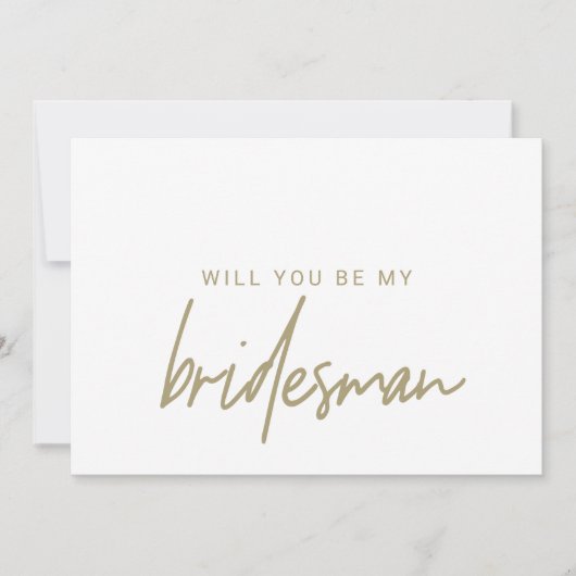 Whimsical Gold Calligraphy Bridesman Request Kaart (Voorkant)