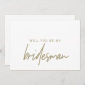 Whimsical Gold Calligraphy Bridesman Request Kaart (Voorkant / Achterkant)