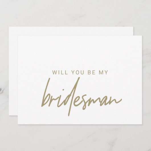 Whimsical Gold Calligraphy Bridesman Request Kaart (Voorkant / Achterkant)