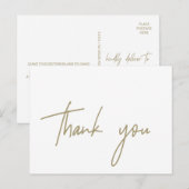 Whimsical Gold Calligraphy Hartelijk dank Briefkaart (Voorkant / Achterkant)
