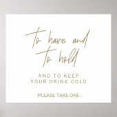 Whimsical Gold Calligraphy hebben and Hold Sign Si Poster (Voorkant)