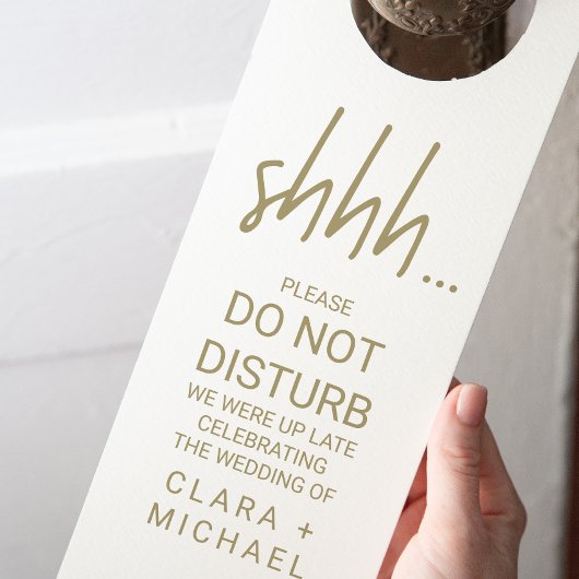 Whimsical Gold Calligraphy Hotel Wedding Guest Deurhanger
