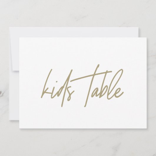 Whimsical Gold Calligraphy Kinder Table Wedding Si Bedankkaart (Voorkant)