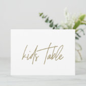 Whimsical Gold Calligraphy Kinder Table Wedding Si Bedankkaart (Staand voorkant)