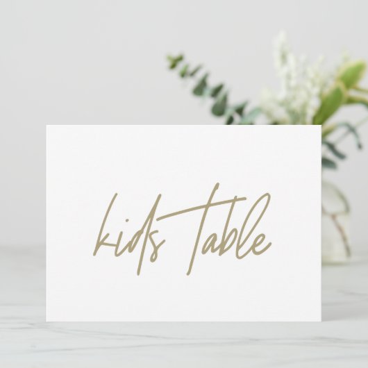 Whimsical Gold Calligraphy Kinder Table Wedding Si Bedankkaart (Staand voorkant)