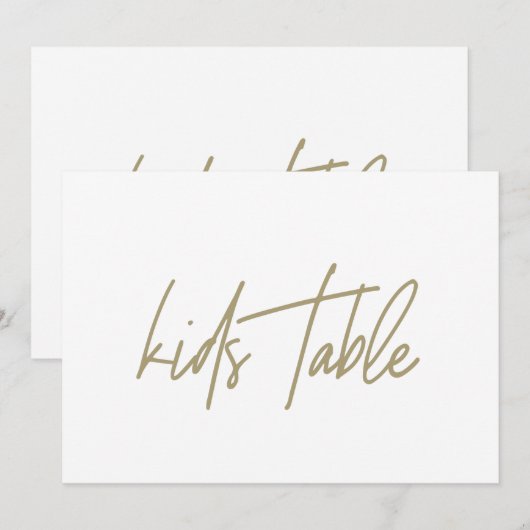 Whimsical Gold Calligraphy Kinder Table Wedding Si Bedankkaart (Voorkant / Achterkant)