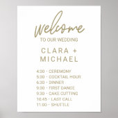 Whimsical Gold Calligraphy Order of Events Poster (Voorkant)