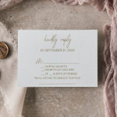 Whimsical Gold Calligraphy Song Request RSVP Card