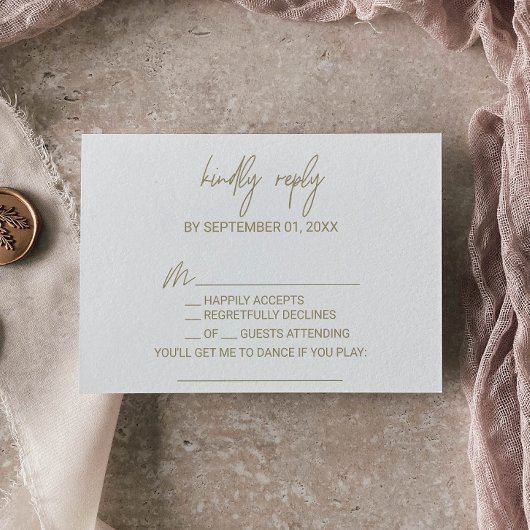 Whimsical Gold Calligraphy Song Request RSVP Card