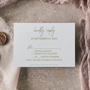 Whimsical Gold Calligraphy Song Request RSVP Card Kaartje