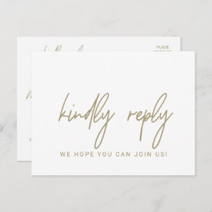 Whimsical Gold Calligraphy Song Request RSVP Uitnodiging Briefkaart