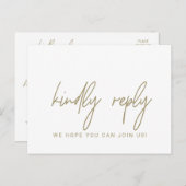 Whimsical Gold Calligraphy Song Request RSVP Uitnodiging Briefkaart (Voorkant / Achterkant)