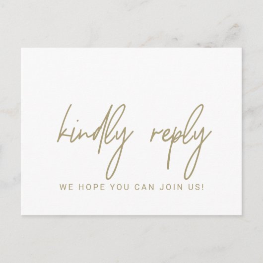 Whimsical Gold Calligraphy Song Request RSVP Uitnodiging Briefkaart (Voorkant)