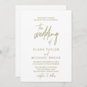 Whimsical Gold Calligraphy The Wedding of Kaart (Voorkant / Achterkant)