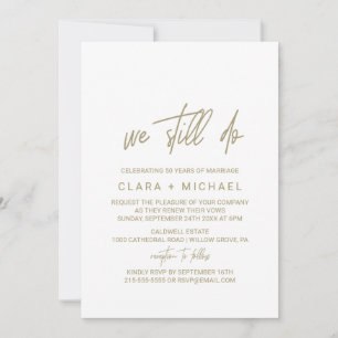 Whimsical Gold Calligraphy Vow Renewal Kaart