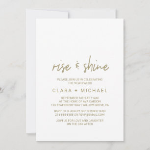 Whimsical Gold Calligraphy Wedding Brunch Kaart