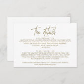 Whimsical Gold Calligraphy Wedding Details Kaart (Voorkant / Achterkant)