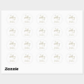 Whimsical Gold Calligraphy Wedding Envelope Seals Ronde Sticker (Vel)