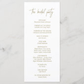 Whimsical Gold Calligraphy Wedding Programmakaart (Achterkant)