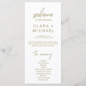 Whimsical Gold Calligraphy Wedding Programmakaart (Voorkant)