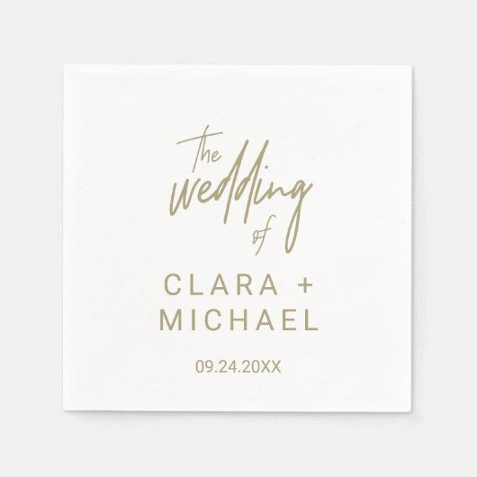 Whimsical Gold Calligraphy Wedding Servet (Voorkant)