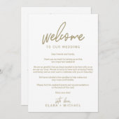 Whimsical Gold Calligraphy Wedding Welcome Letter Programmakaart (Voorkant / Achterkant)