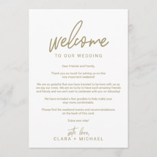Whimsical Gold Calligraphy Wedding Welcome Letter Programmakaart