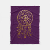 Whimsical Gold Dream Catcher Paars Girly Fleece Deken (Voorkant)