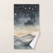 Whimsical Gold en Navy Mountains Sterrennacht Bad Handdoek (Handdoek)