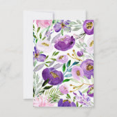 Whimsical Gold en Paarse Ultraviolet Floral Note Kaart (Achterkant)