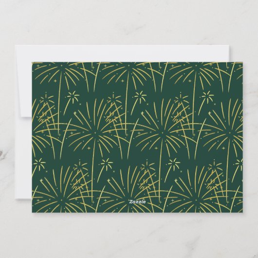 Whimsical Gold Fireworks Happy New Year Photo  Feestdagenkaart (Achterkant)