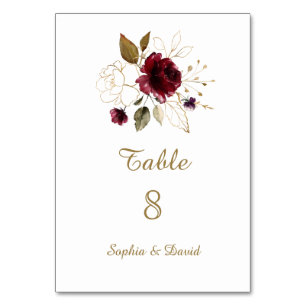 Whimsical Gold Floral Table Number Kaart
